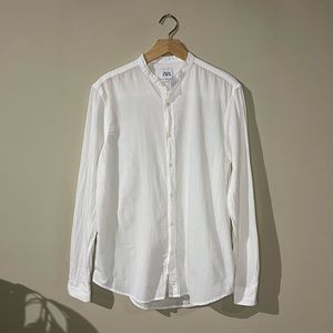 Zara Banded Collar Lightweight Cotton Shirt